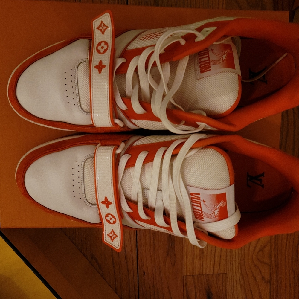 Authentic ORANGE Louis Vuitton Sneakers, Size:12 - Picture 2 of 4